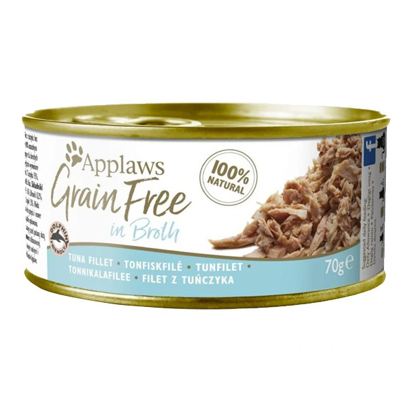 Applaws 【無穀物肉湯系列】吞拿魚+魚湯貓罐頭 70g