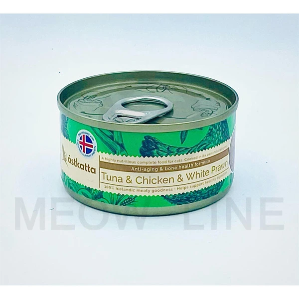 Astkatta 【無卡拉膠】【低磷】白鰹吞拿魚白蝦配方貓罐頭(抗衰老長壽)(深綠) 80g