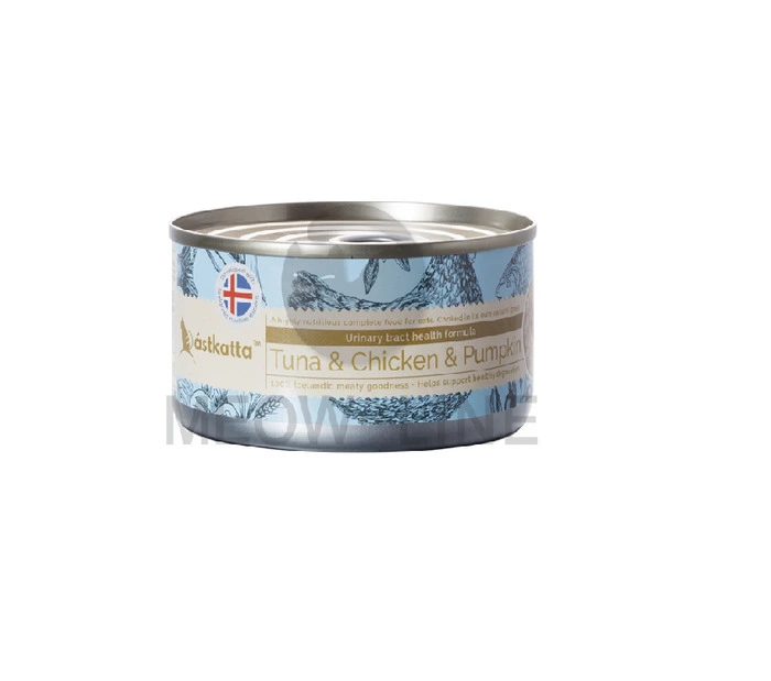 Astkatta 【無卡拉膠】【低磷】白鰹吞拿雞肉南瓜配方貓罐頭(泌尿系統友善)(淺藍)80g