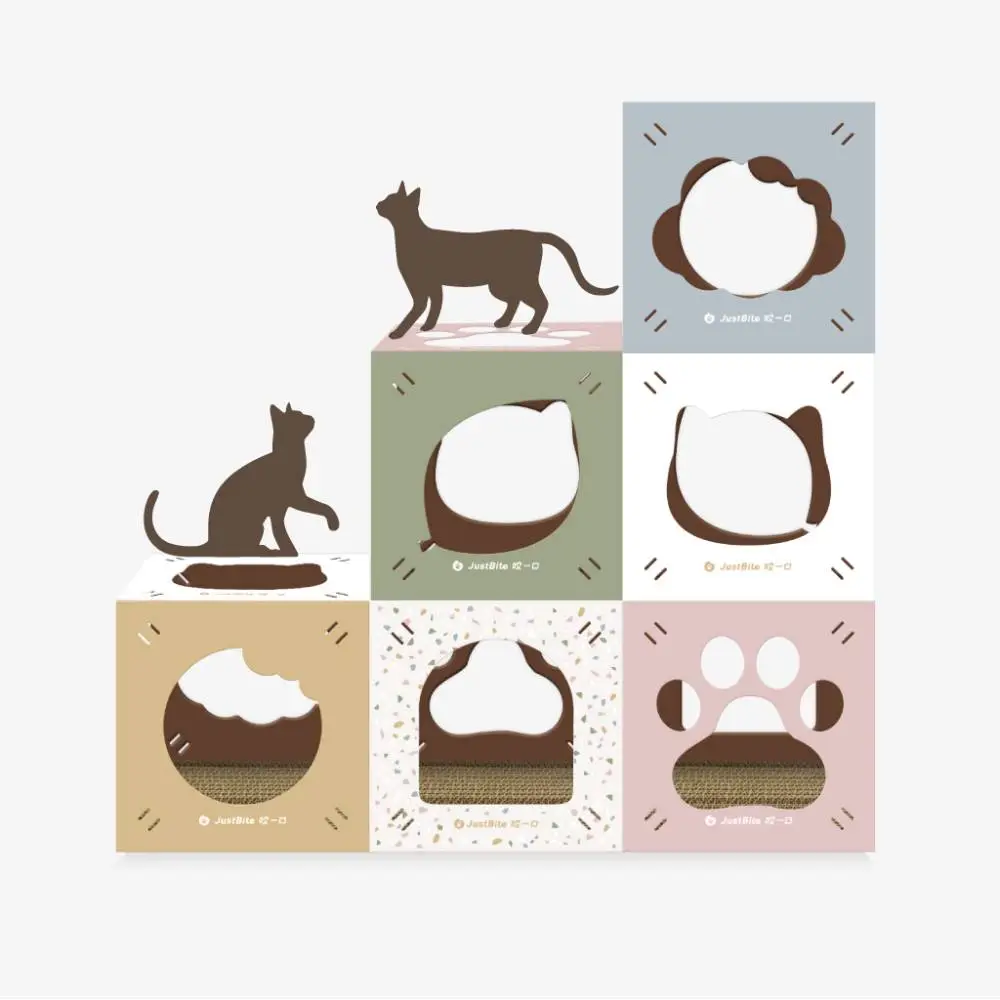 JustBite咬一口 【台灣製】組合紙貓窩連抓板 - 1個裝 