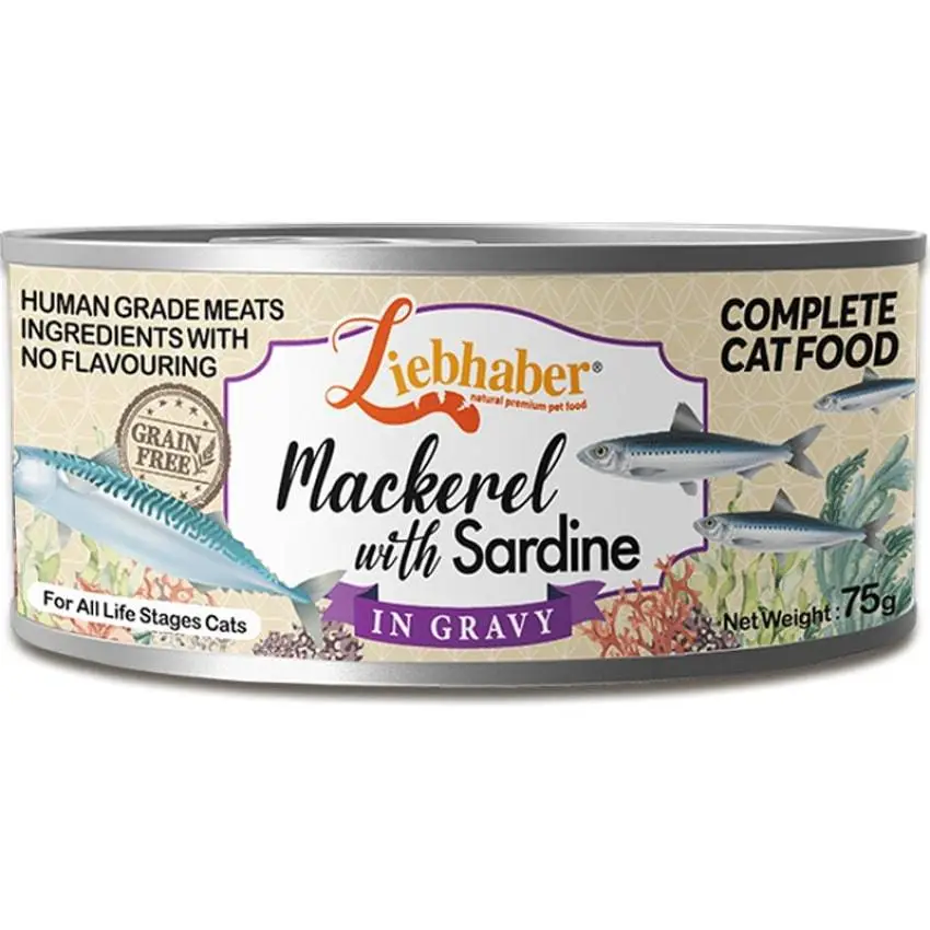 Liebhaber 無穀物肉絲全貓主⾷罐 鯖魚沙甸魚 75g