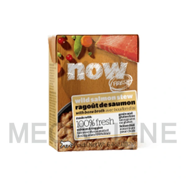 NOW FRESH! 無穀物 全貓種 骨湯燉三文魚粒 濕糧配方 200ml