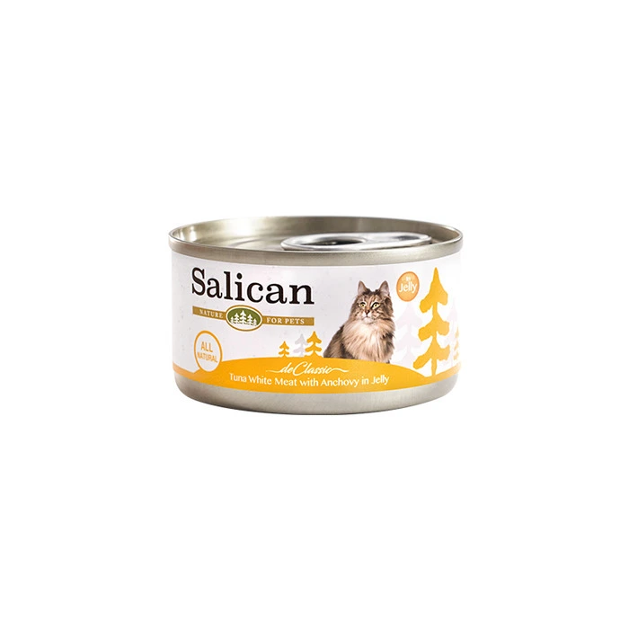 Salican 主食罐 白肉吞拿魚、鯷魚啫喱 (橙色) 85g