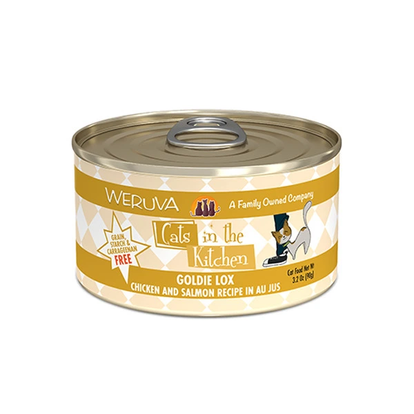 Weruva 廚房系列 走地雞、三文魚、美味肉汁(金罐) 90g