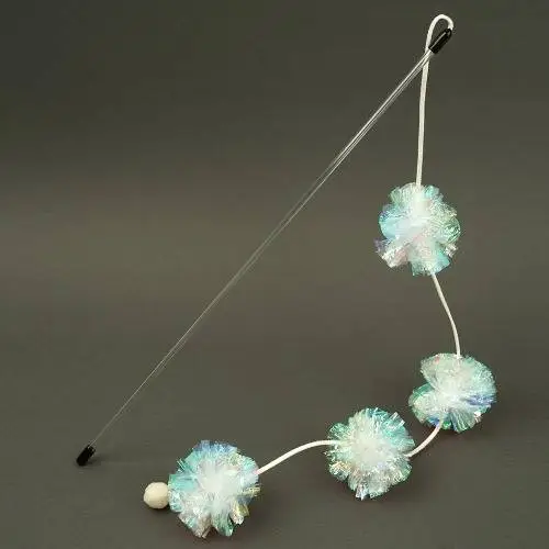 韓國手工玩具kumdollcat 逗貓捧-  白色彩球波波 (100% made in korea)